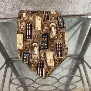 Churchill Collection Italian silk men’s tie luxury geometric neutral colors 57”